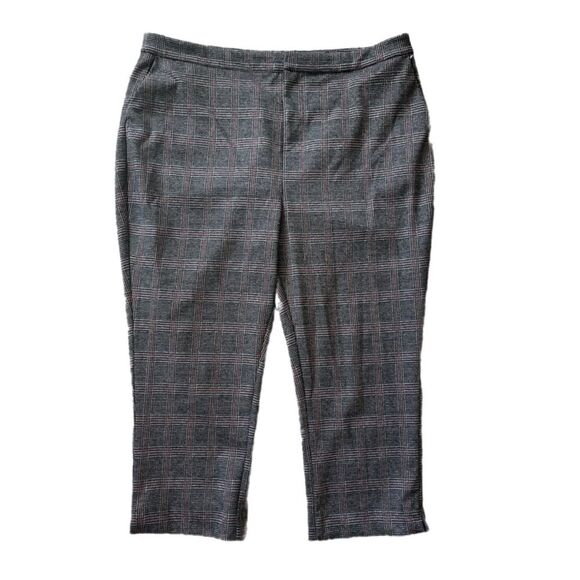 ModCloth plaid high rise crop pants GRAY SIZE 18 - Picture 2 of 10